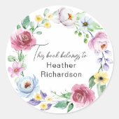 Bloemkrans Dit boek behoort tot de boekenplaten Ronde Sticker (Voorkant)