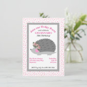 Bloemkrans Hedgehog Verjaardagsfeestuitnodiging Kaart (Staand voorkant)