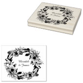 Bloemkrans met bladeren en takjes rubberstempel (Gestempeld)