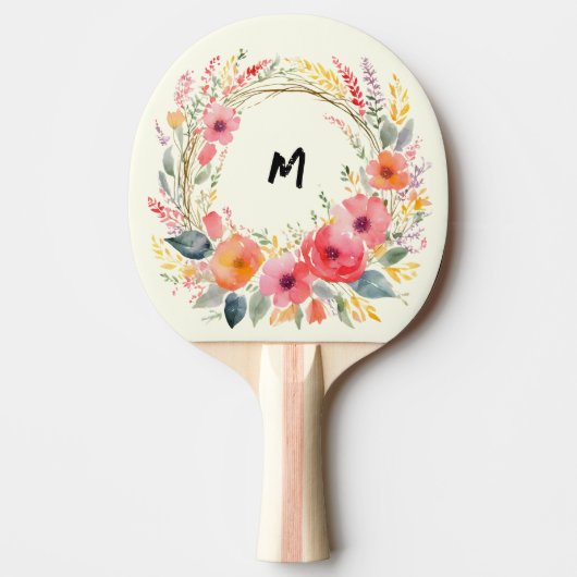  bloemkrans monogram bloemelegant tafeltennisbatje (Voorkant)