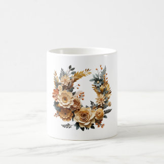 Bloemkrans Ontwerp Elegante Bloemen Cirkel Frame Koffiemok