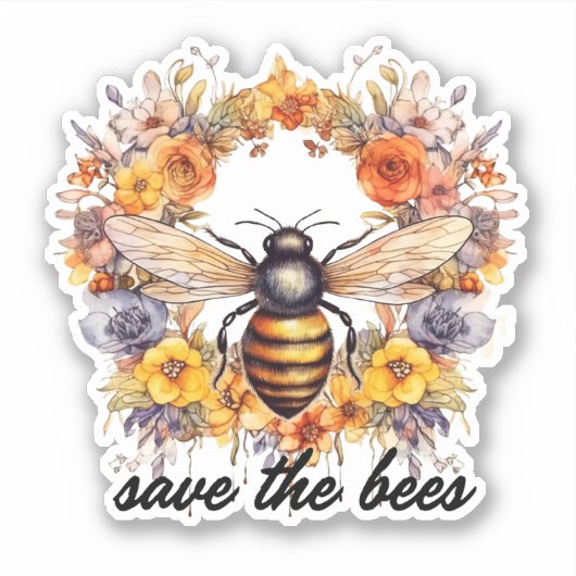 Bloemkrans Save the Bees Waterproof Sticker (Voorkant)
