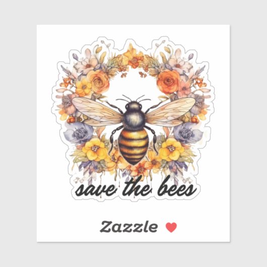 Bloemkrans Save the Bees Waterproof Sticker (Vel)