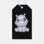 Bloemkrans Schattige Hippo Verjaardag Bedankt Zwar Cadeaulabel (Achterkant)