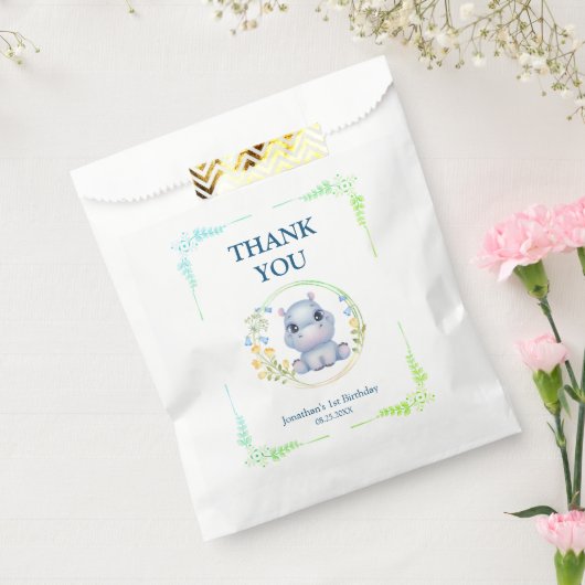 bloemkrans Schattige nijlpaard Verjaardag dank u Bedankzakje (Gezegeld)