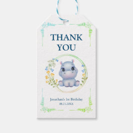 bloemkrans Schattige nijlpaard Verjaardag dank u Cadeaulabel