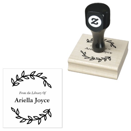 Bloemkrans uit de bibliotheek van ex libris boek rubberstempel (Gestempeld)
