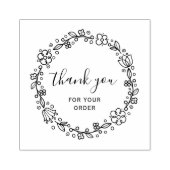Bloemkrans zwart script dank u rubber stempel (Afrduk)