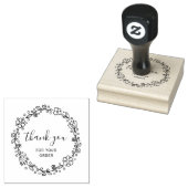 Bloemkrans zwart script dank u rubber stempel (Gestempeld)