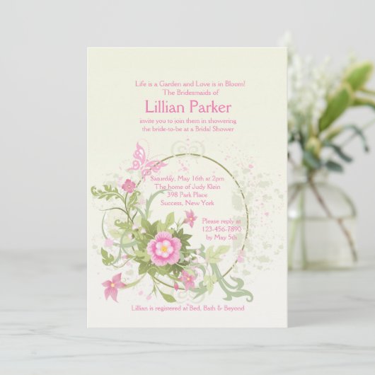 Bloemkrescerende uitnodiging (Staand voorkant)