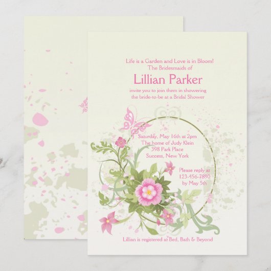 Bloemkrescerende uitnodiging (Voorkant / Achterkant)