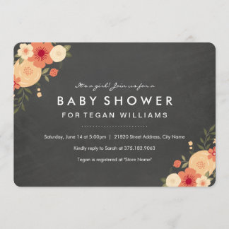 bloemkrijtbord | uitnodiging tot baby shower