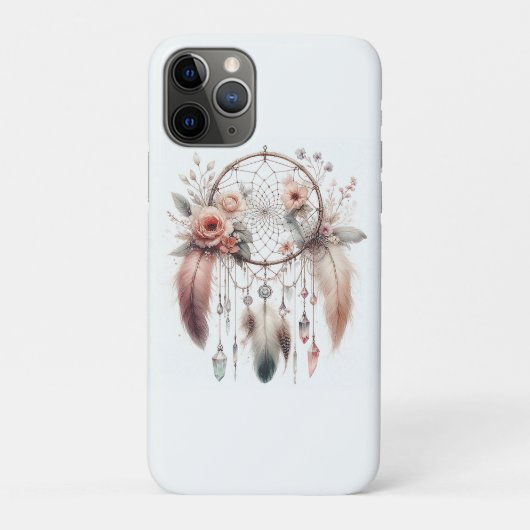 Bloemkristal Veer Droomvanger Boho Case-Mate iPhone Case (Achterkant)