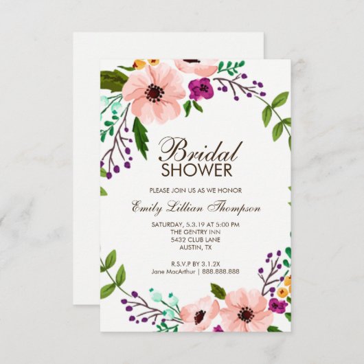 Bloemkroon II Vrijgezellenfeest uitnodigen Kaart (Voorkant / Achterkant)