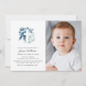 bloemkruis Baptisme foto-uitnodiging Kaart (Voorkant)