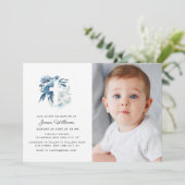 bloemkruis Baptisme foto-uitnodiging Kaart (Staand voorkant)