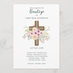 Bloemkruis BAUTIZO Doop Baptism Programma Programmakaart