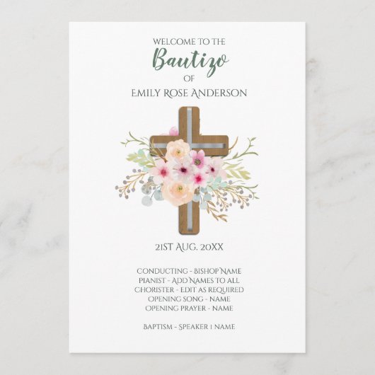 Bloemkruis BAUTIZO Doop Baptism Programma Programmakaart (Voorkant)