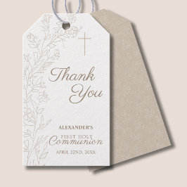 Bloemkruis dank je eerste heilige communie cadeaulabel