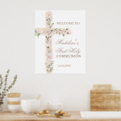 bloemkruis Eerste Communie welkomstbord Poster (Keuken)