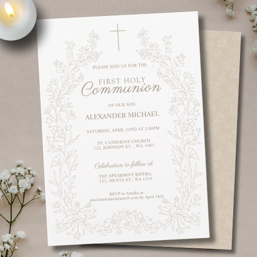 Bloemkruis Eerste Heilige Communie Religieus Kaart