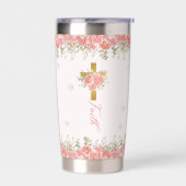 Bloemkruis gelovig geschenk geïsoleerde drinkbeker (Links)