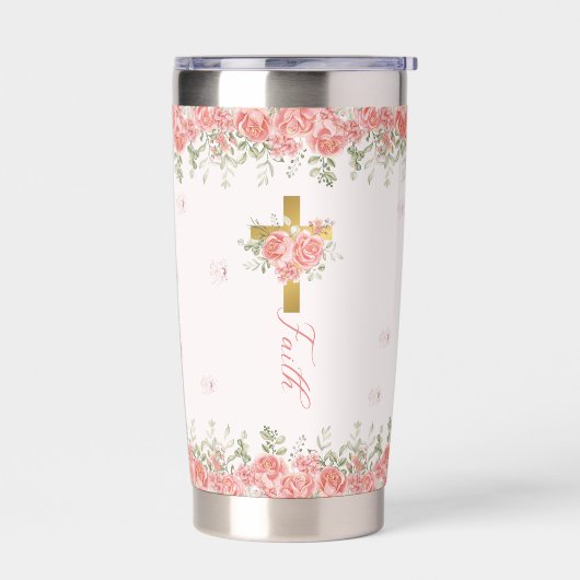 Bloemkruis gelovig geschenk geïsoleerde drinkbeker (Links)