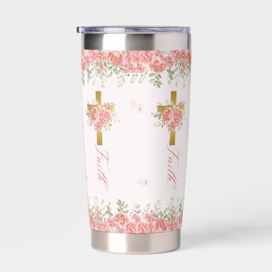 Bloemkruis gelovig geschenk geïsoleerde drinkbeker (Rechts)