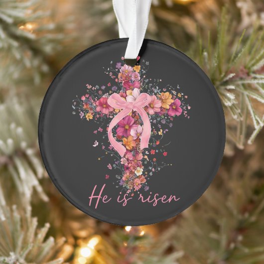 Bloemkruis 'Hij Is Opgestaan' Ornament (Boom)
