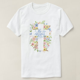Bloemkruis Hij is verrezen Pasen Unisex T-shirt