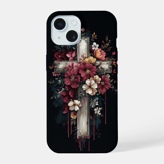 Bloemkruis iPhone 15 Case (Achterkant)