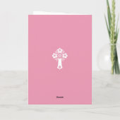 Bloemkruis kaart doop roze roos (Achterkant)