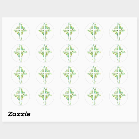 Bloemkruis Klassieke Ronde Sticker (Vel)