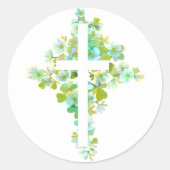 Bloemkruis Klassieke Ronde Sticker (Voorkant)