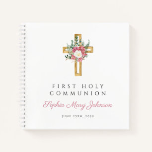 Bloemkruis Meisje Eerste Communie Gastboek Notitieboek