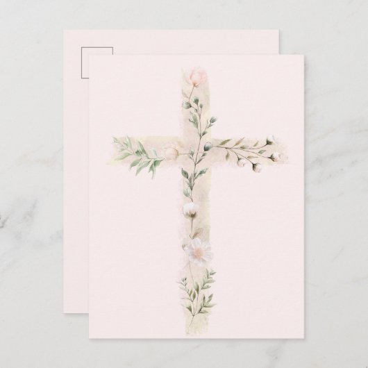 Bloemkruis religieuze gebeurtenis briefkaart (Voorkant / Achterkant)