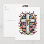 Bloemkruis van het geloof  briefkaart (Voorkant / Achterkant)