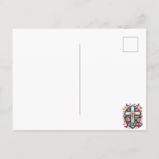 Bloemkruis van het geloof  briefkaart (Achterkant)