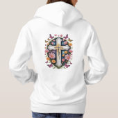 Bloemkruis van het geloof hoodie (Achterkant)