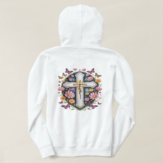 Bloemkruis van het geloof hoodie (Design achterkant)