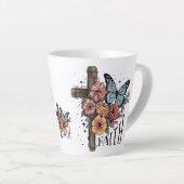 Bloemkruis van het geloof latte mok (Rechterhoek)