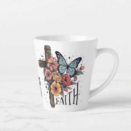 Bloemkruis van het geloof latte mok (Rechts)