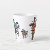 Bloemkruis van het geloof latte mok (Voorkant)