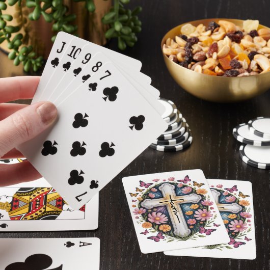 Bloemkruis van het geloof pokerkaarten (Insitu)