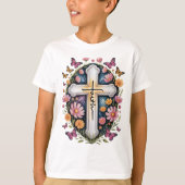Bloemkruis van het geloof t-shirt (Voorkant)