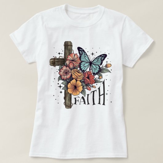 Bloemkruis van het geloof t-shirt (Design voorkant)