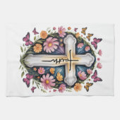 Bloemkruis van het geloof theedoek (Horizontaal)