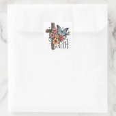Bloemkruis van het geloof vierkante sticker (Tas)