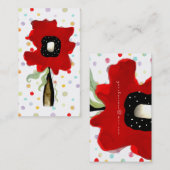 Bloemkrullen lintpijpen rood roze visitekaartje (Voorkant / Achterkant)