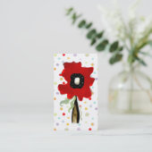 Bloemkrullen lintpijpen rood roze visitekaartje (Staand voorkant)